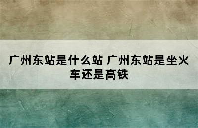 广州东站是什么站 广州东站是坐火车还是高铁